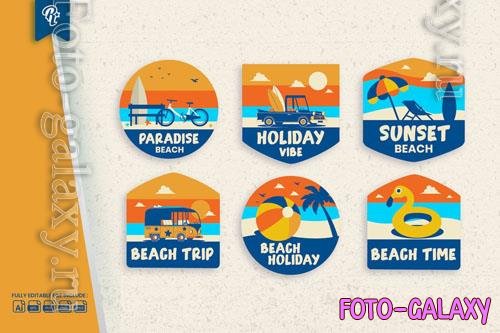 Flat Beach Holiday Badge Sticker Label