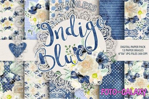 Watercolor Indigo Blue digital paper pack