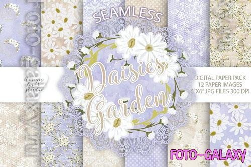 Watercolor Daisies flowers digital paper pack