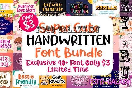 Super Cute Handwritten Font Bundle - 41 Premium Fonts