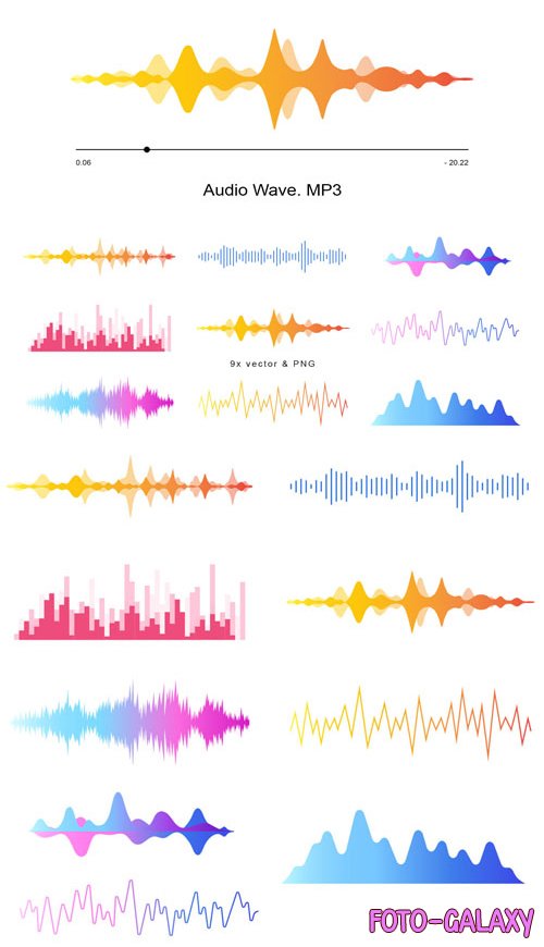 Audio Waves Vector Templates Collection