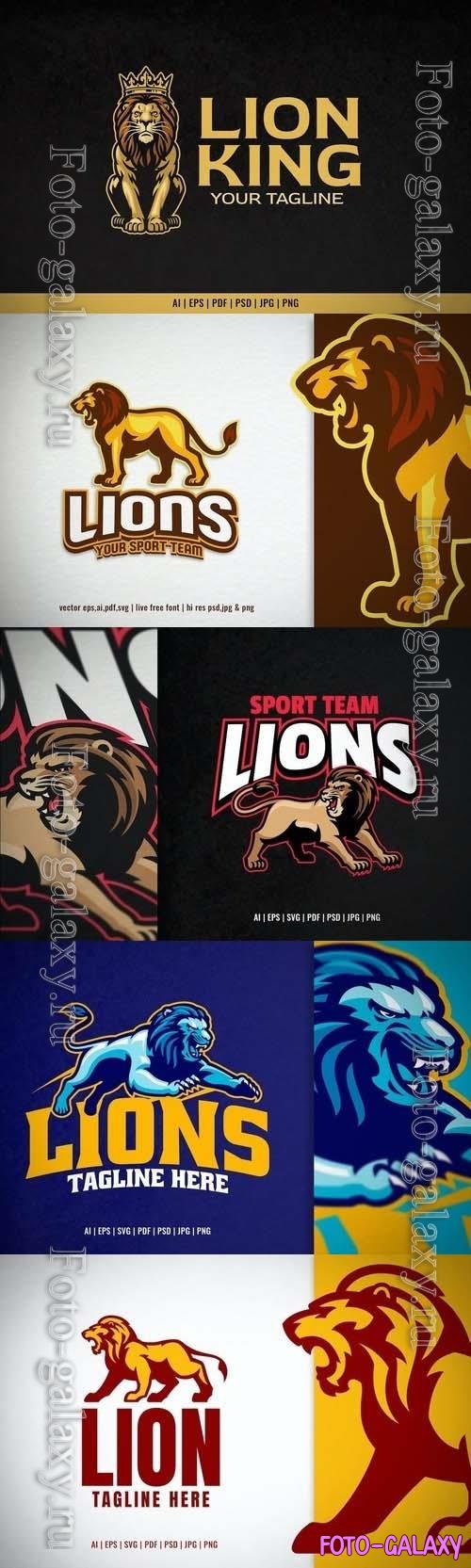 Lion King Wearing Crown Mascot Logo