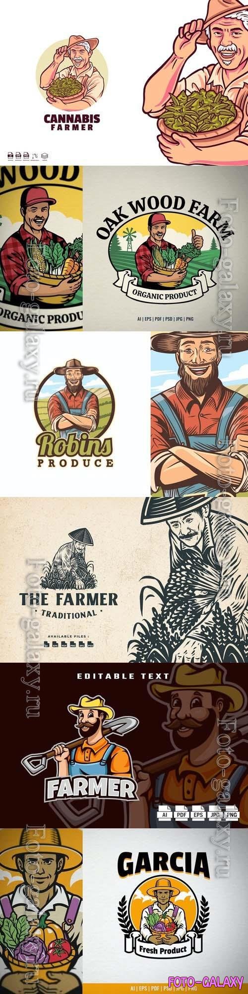 Farmer Mascot Agriculture Logo