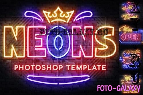 Neon Outline Photoshop Template - 27116575