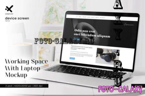 Working Space With Laptop Mockup - 31384988