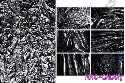 10 Crumpled Silver Metal Foil Texture Background