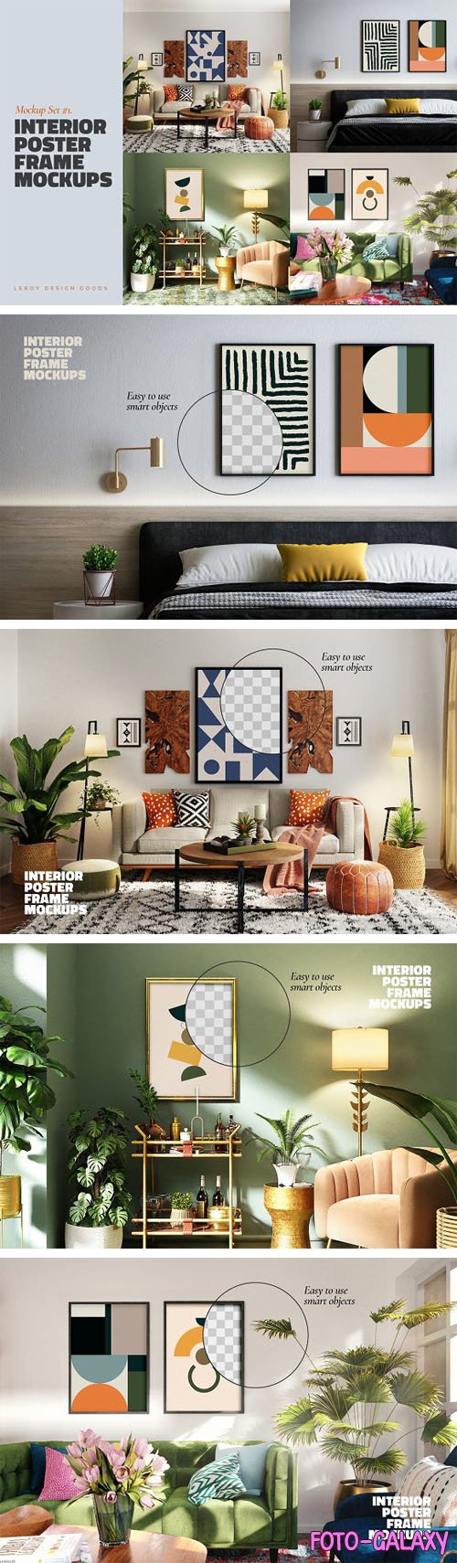 Modern Interior Poster Frames PSD Mockups Templates