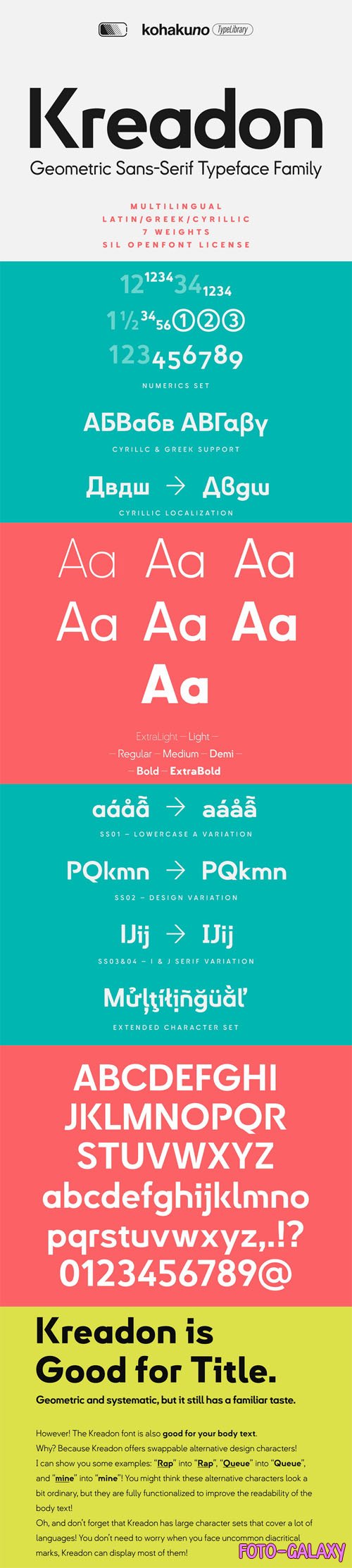 Kreadon - Geometric Sans Serif Typeface Family