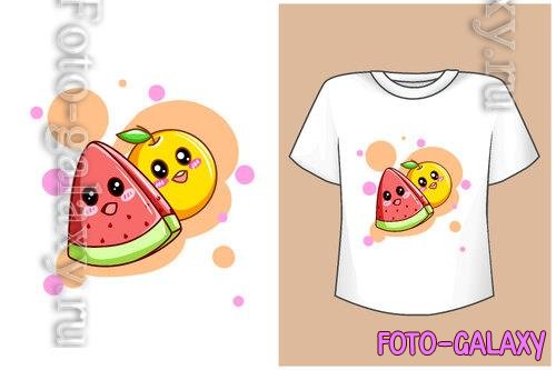 Vector mockup cute orange and strawberry