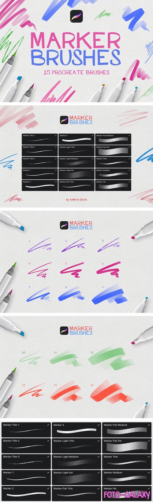 Marker Brushes Pack for Procreate