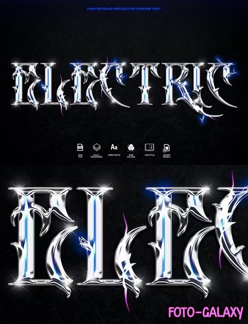 Elecrtric Chrome 3D Reflective Text Effect for Photoshop