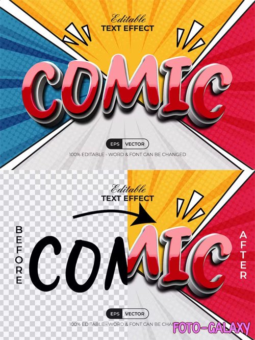 Comic Text Effect for Illustrator - Red Shiny Style