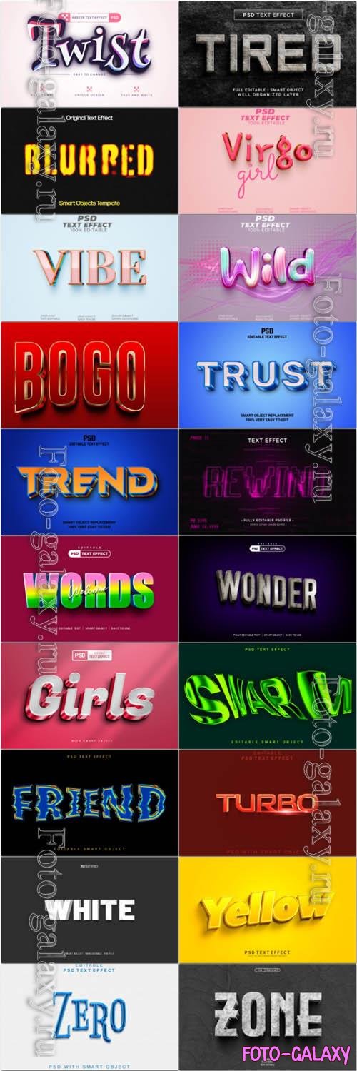 20 Psd style text effect editable set vol 21