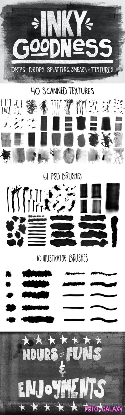 Inky Goodness Brushes for Photoshop & Illustrator + Textures