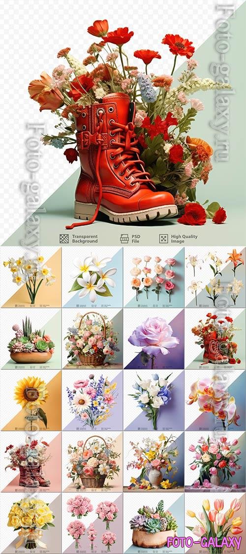 Flowers, bouquets, floral sets - 20 psd files