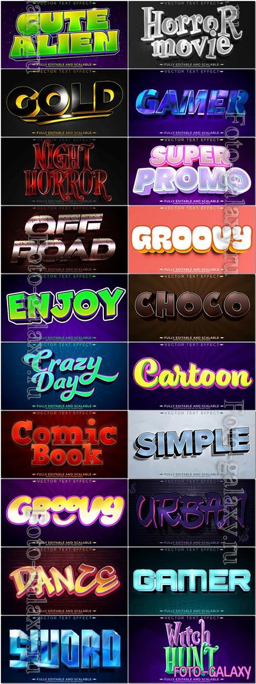 20 Vector 3d text editable, text effect font vol 1