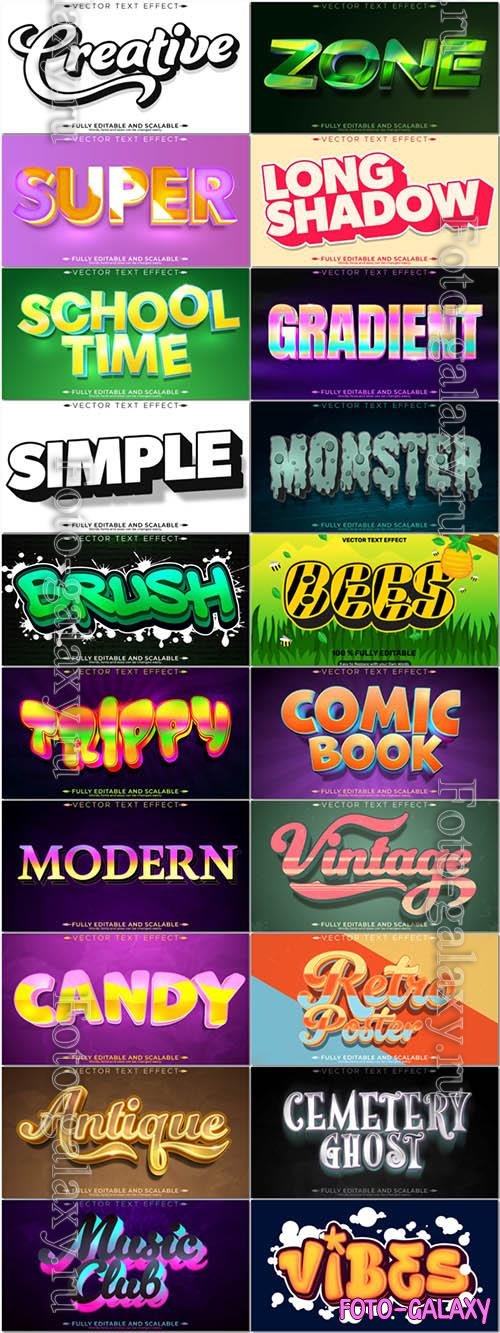 20 Vector 3d text editable, text effect font vol 4