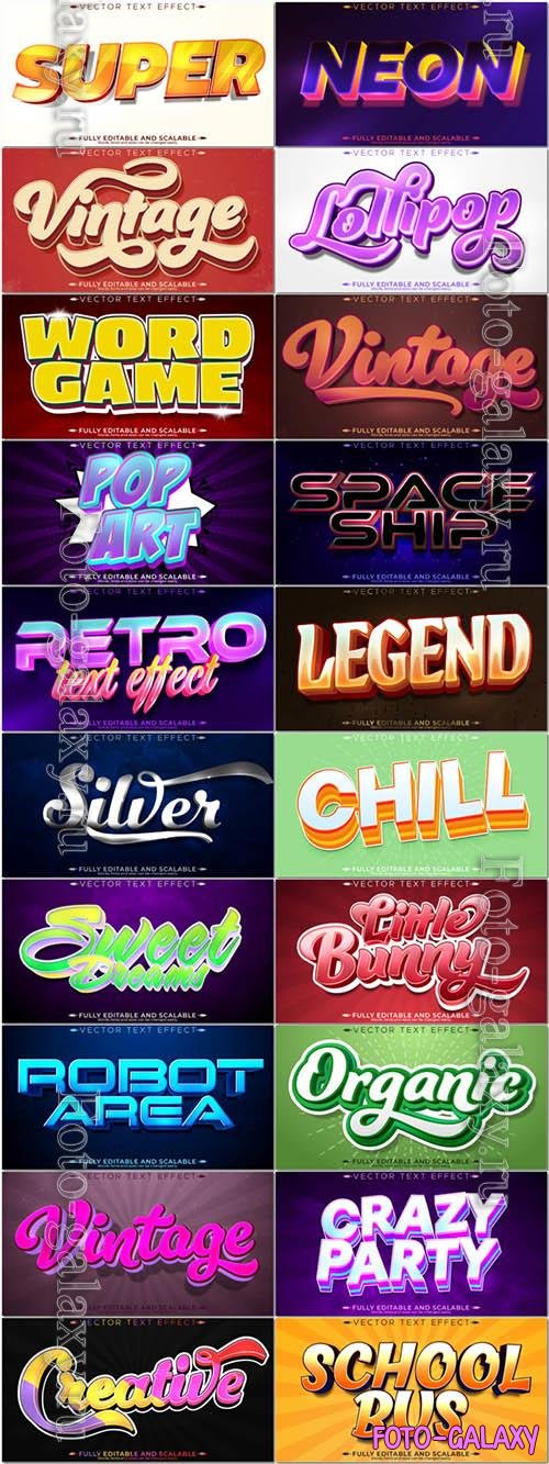 20 Vector 3d text editable, text effect font vol 2