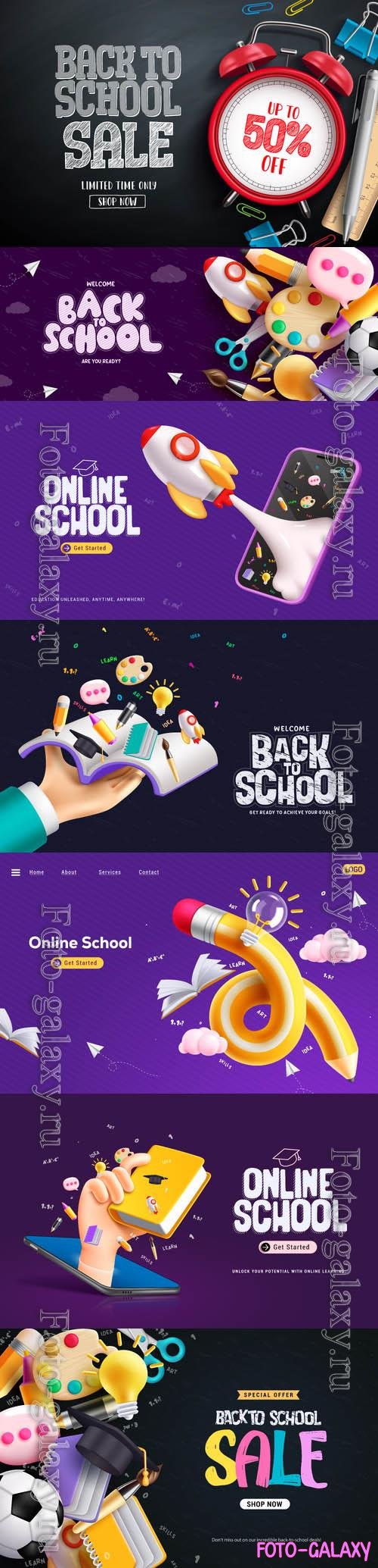 Back to school sale vector set