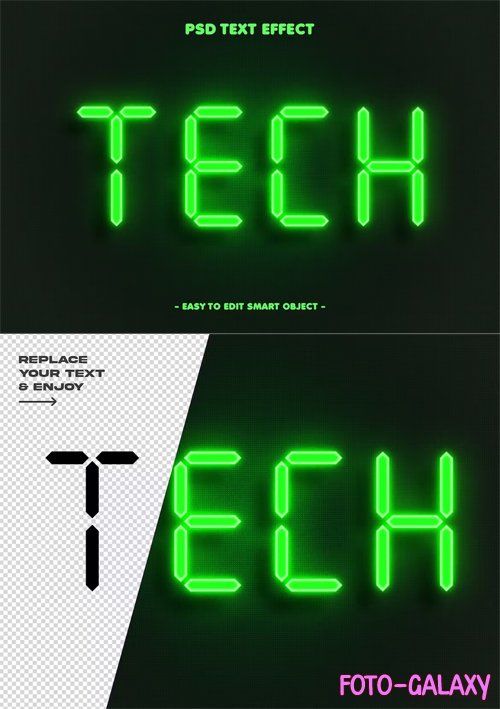 Futuristic 3D Green Light Tech Text Effect
