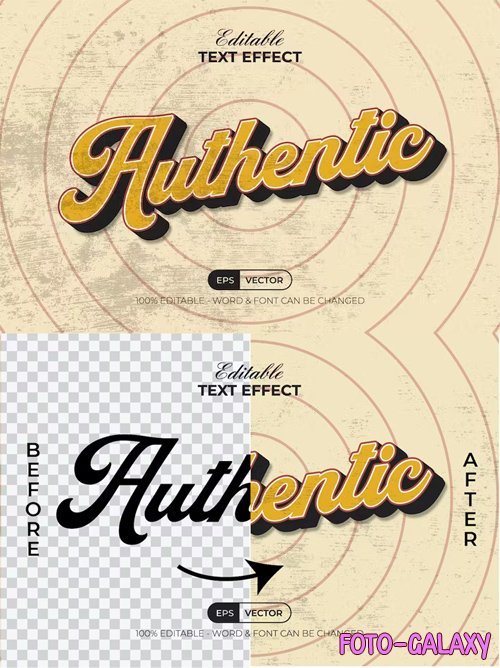 Authentic Text Effect Vintage Style for Illustrator