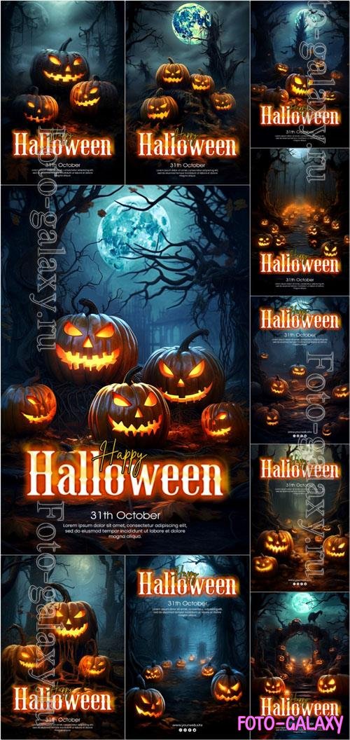 Happy halloween psd poster design vol 2