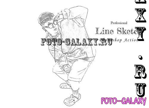 Professional Line Sketch Ps Action - 42173413