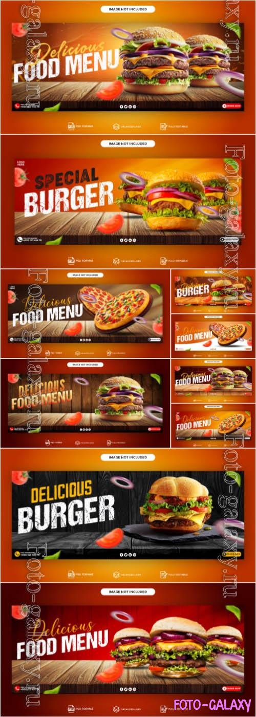 Pizza, burger psd food menu template