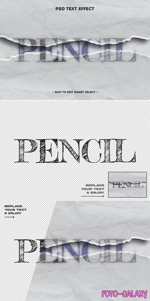 Pencil Art Textured Paper Cut Text Effect