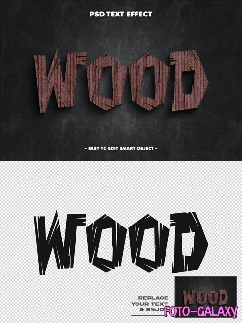 Realistic Wood 3D Layer Style Text Effect