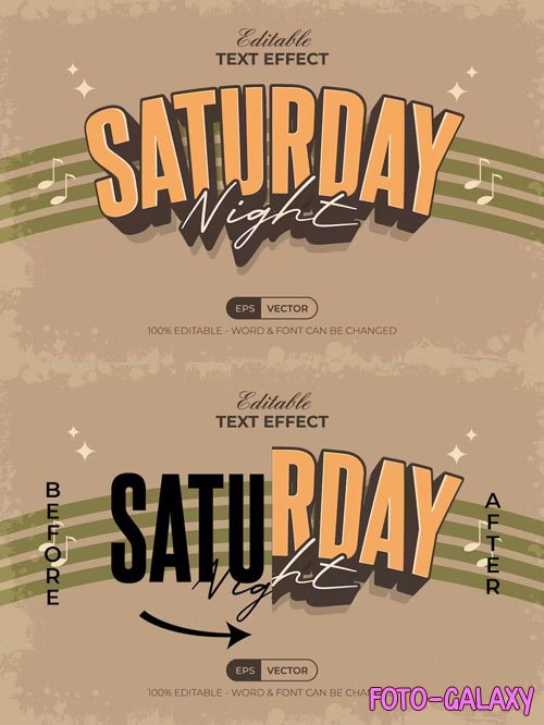 Vintage Text Effect Saturday Night Style