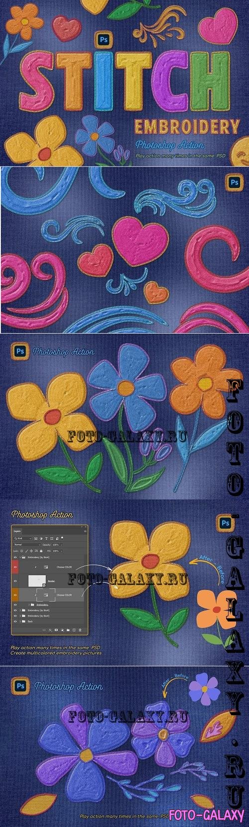 Embroidery Photoshop Action - 58621023