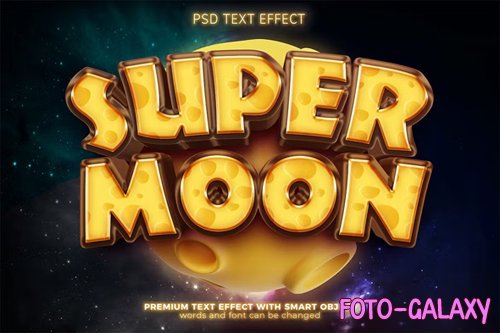 Super Moon Cartoon 3D Editable Text Effect