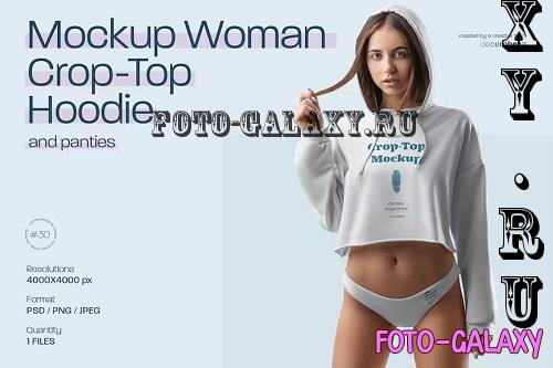 Mockup Woman Crop-Top Hoodie and Panties - CM92XJ3