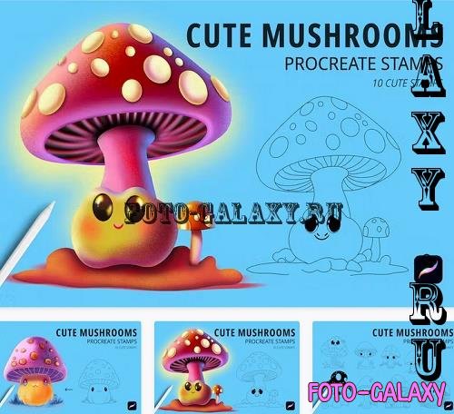 Cute Mushrooms Stamps for Procreate - P6XMTCR