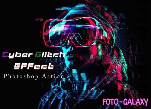 Cyber Glitch Effect Photoshop Action - 42287898