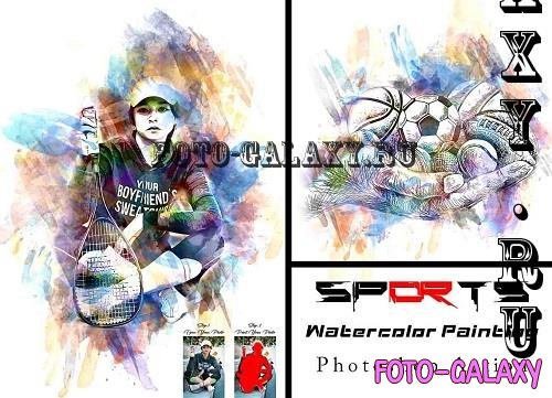 Sports Watercolor Painting Ps Action - 42310822