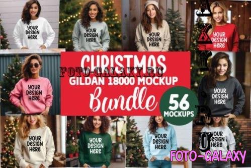 Christmas Gildan 18000 Mockup Bundle