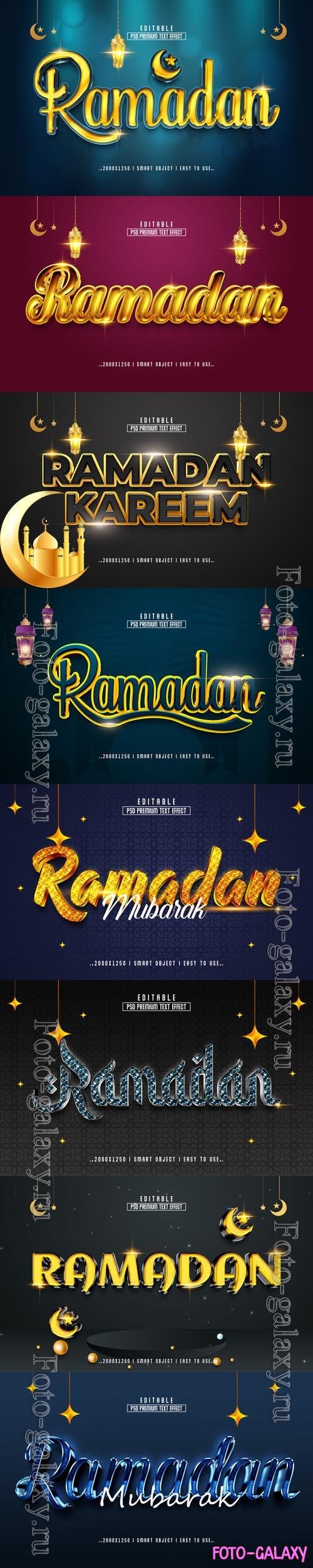8 Psd Ramadan style text effect editable set vol 1