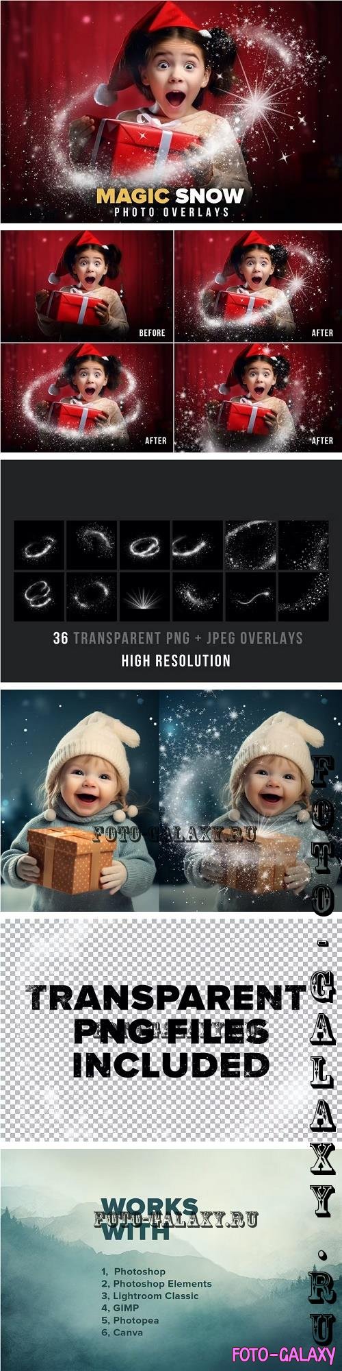 36 Magic snow Photoshop Christmas overlays - Y7DWKNV