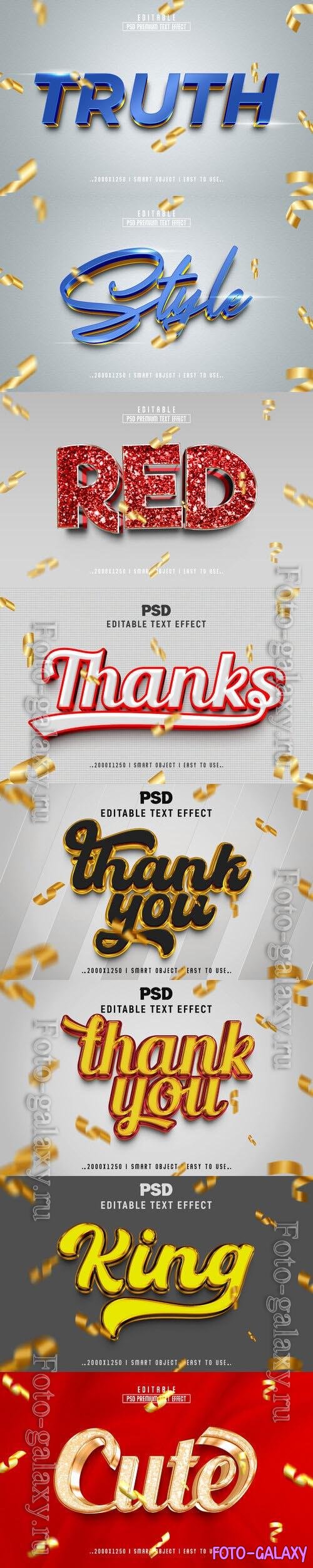 8 Psd style text effect editable set vol 40