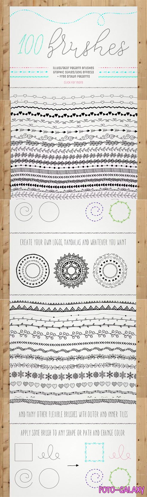 100 Inky Pattern Brushes + 9 Graphic Styles for Illustrator