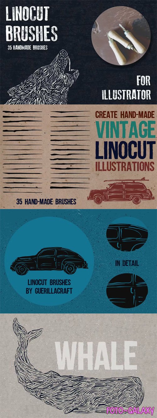 Linocut Brushes for Adobe Illustrator