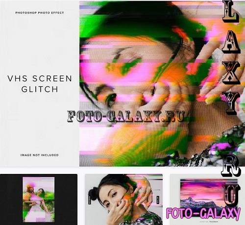 VHS Screen Glitch PSD Photo Effect - KZ6KWMK