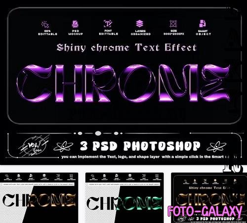 Shiny Chrome Text Effect 3 PSD - UZV28E7