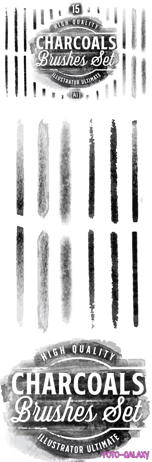 15 Charcoals Brushes for Illustator