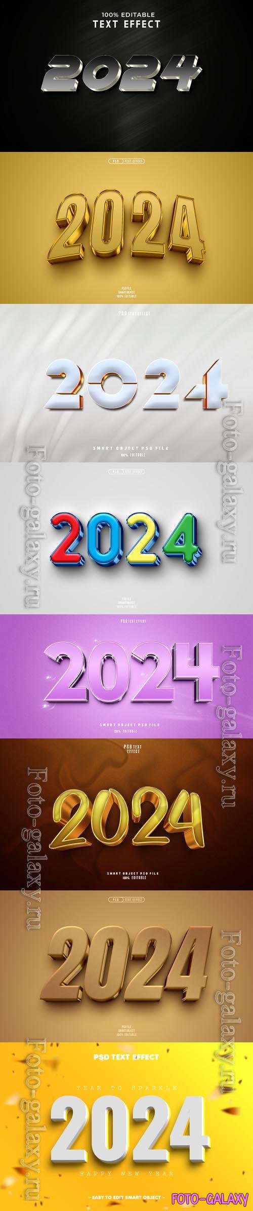 PSD new year 2024 3d editable text effect vol 10