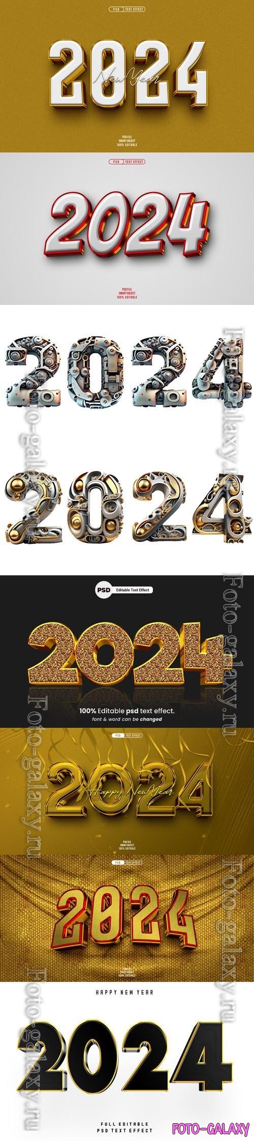 PSD new year 2024 3d editable text effect vol 7