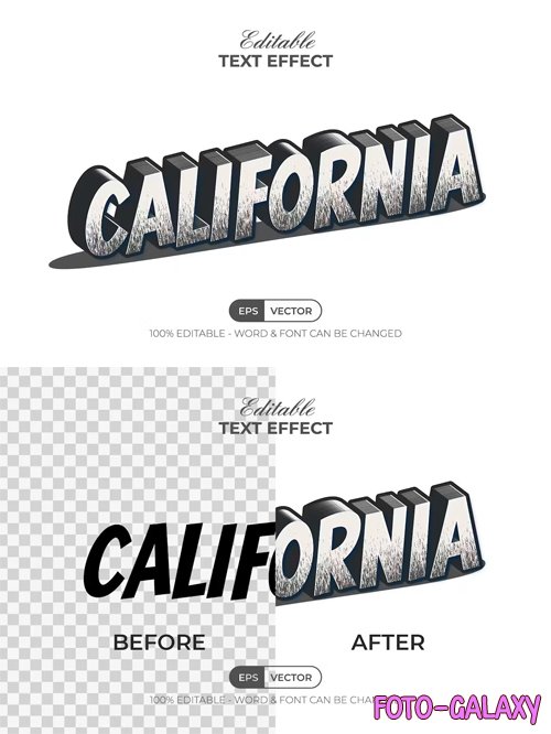 California 3D Text Effect Vintage Style for Illustrator