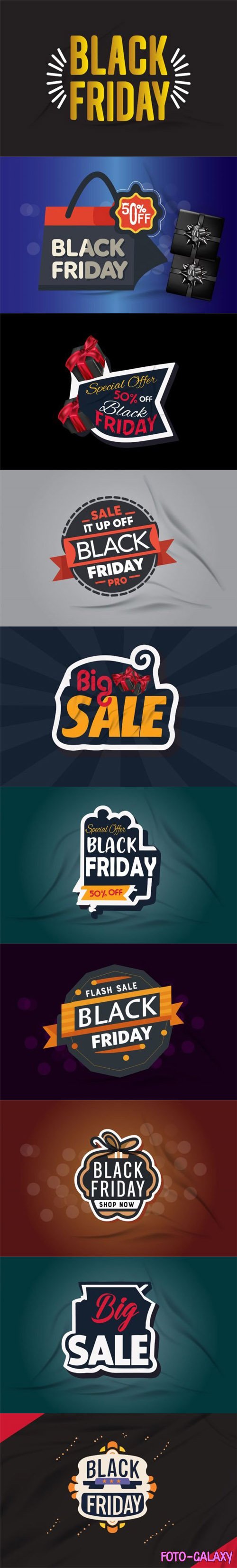 Black Friday Stickers Vector Design Collection